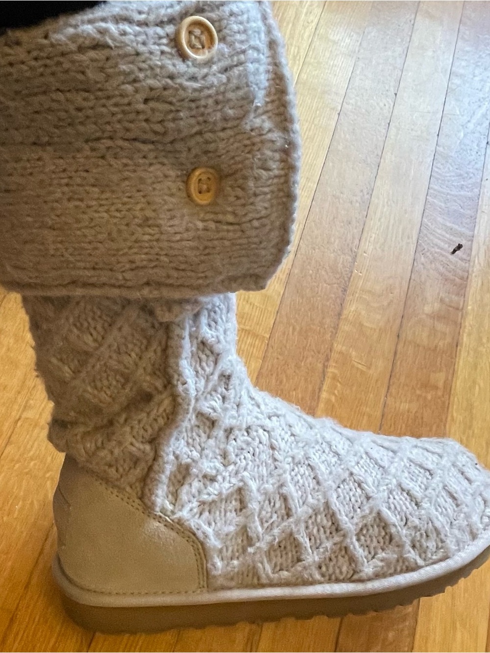 UGG Lattice Cardy Knit Boots 3066 Gray/Taupe Women’s Size - Picture 3 of 10